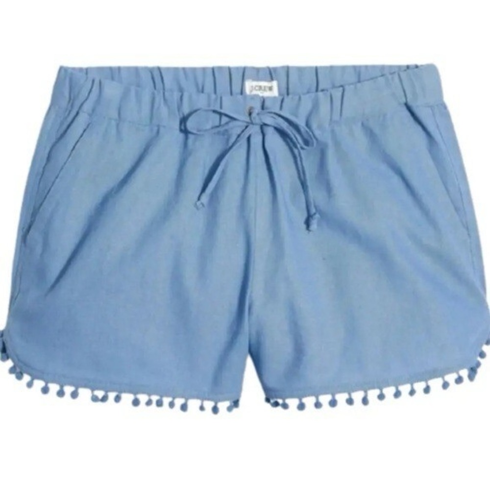 J By J. Crew Blue Women's Pom-Pom Trim Shorts Size Medium